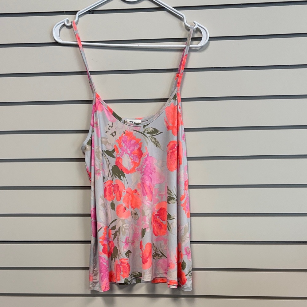 Pulse Pink and Gray Floral Camisole